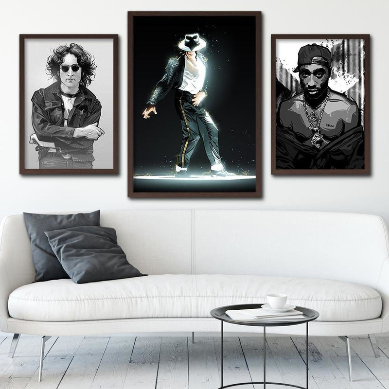 Glezna brūnā rāmī - King Of Pop Icon Black  Home Trends DECO