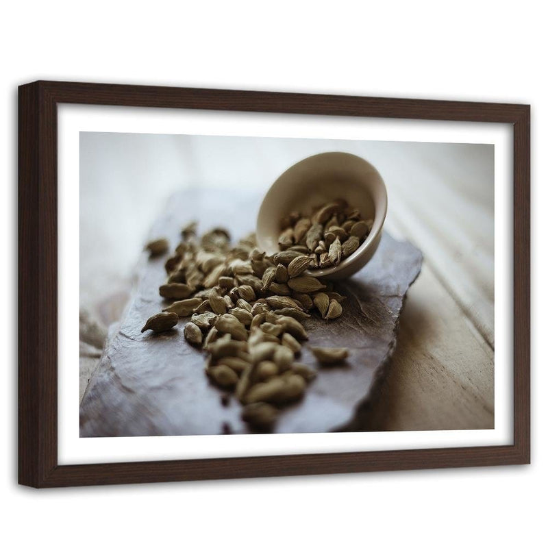 Glezna brūnā rāmī - Kitchen Spices Cardamom  Home Trends DECO