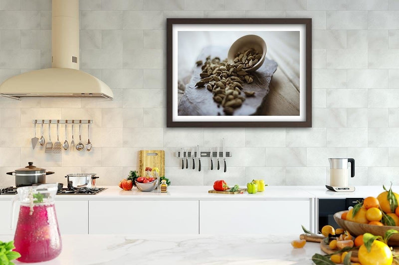 Glezna brūnā rāmī - Kitchen Spices Cardamom  Home Trends DECO