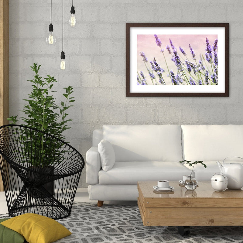 Glezna brūnā rāmī - Lavender Flowers  Home Trends DECO