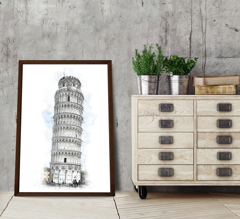 Glezna brūnā rāmī - Leaning Tower Grey  Home Trends DECO