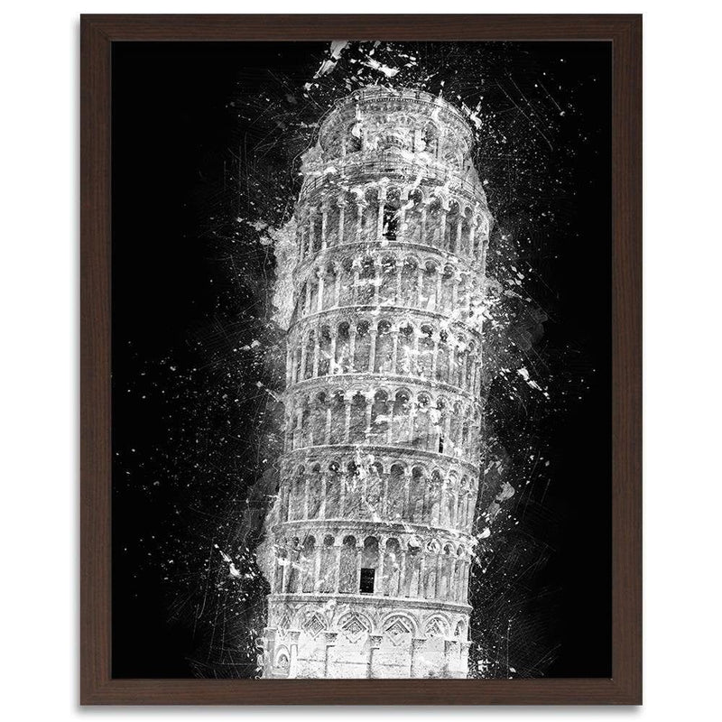 Glezna brūnā rāmī - Leaning Tower Of Pisa At Night  Home Trends DECO