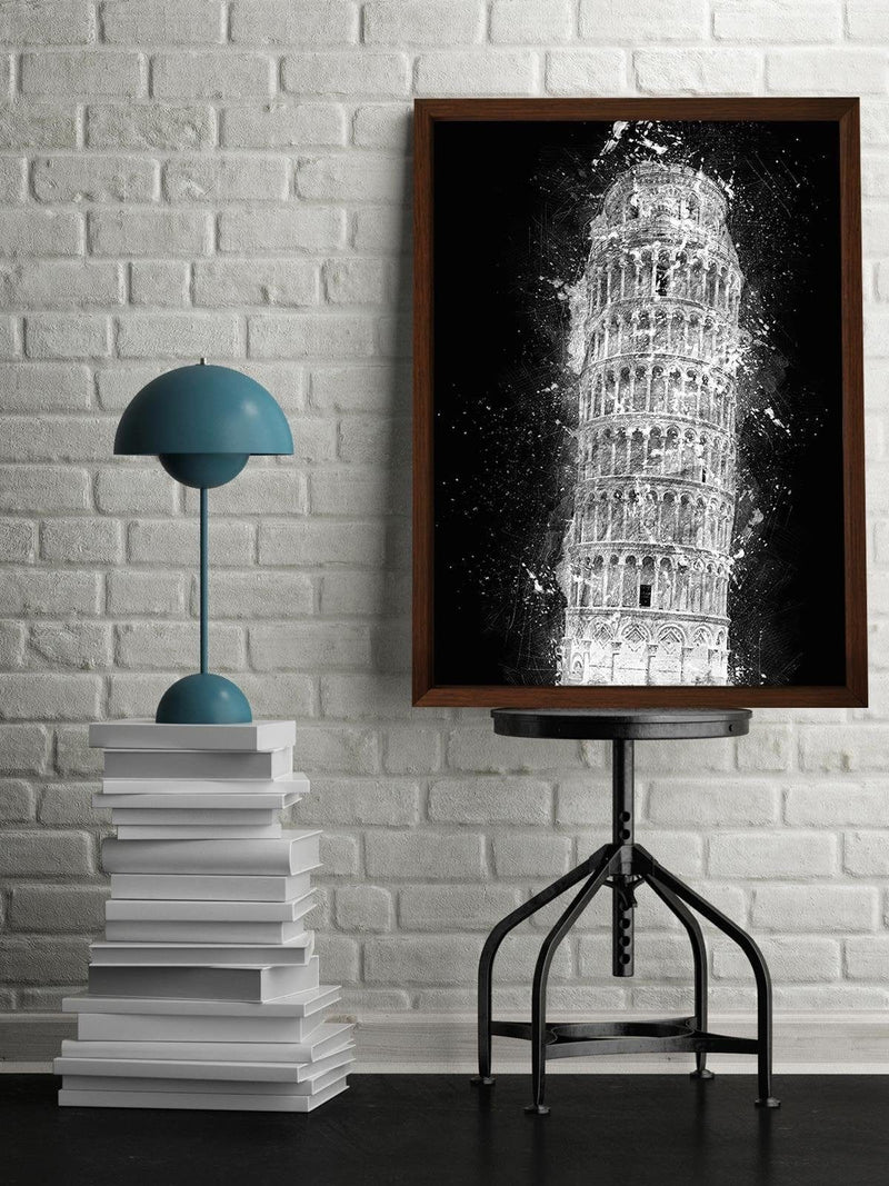 Glezna brūnā rāmī - Leaning Tower Of Pisa At Night  Home Trends DECO