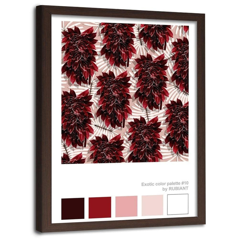 Glezna brūnā rāmī - Leaves Exotic Red  Home Trends DECO