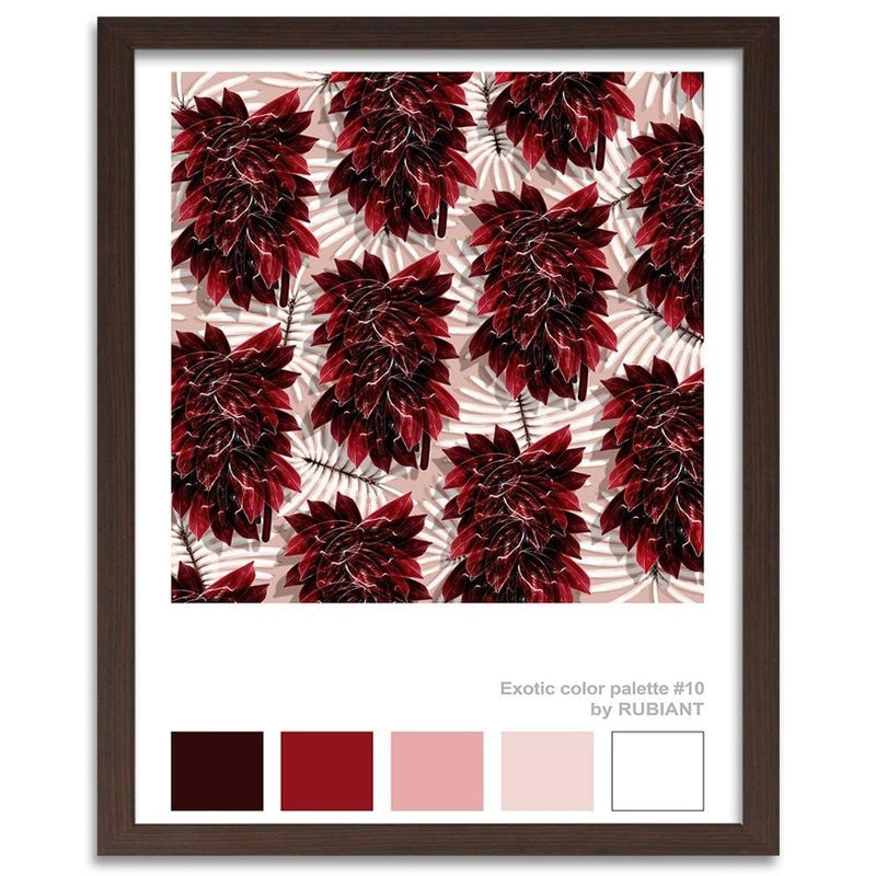 Glezna brūnā rāmī - Leaves Exotic Red  Home Trends DECO