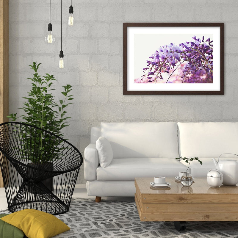 Glezna brūnā rāmī - Lilac Wisteria Flowers  Home Trends DECO