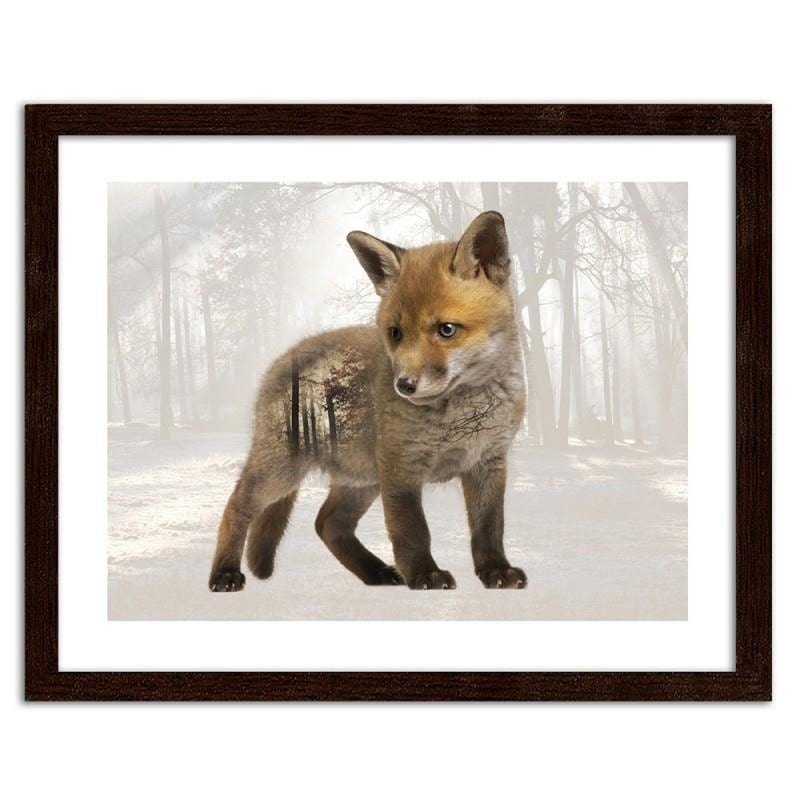 Glezna brūnā rāmī - Little fox  Home Trends DECO