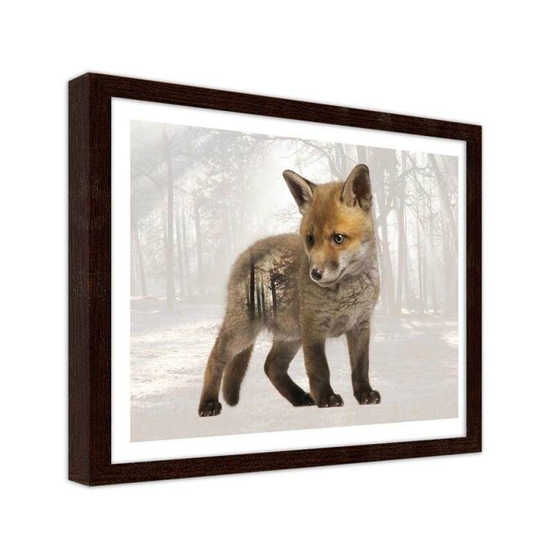 Glezna brūnā rāmī - Little fox  Home Trends DECO