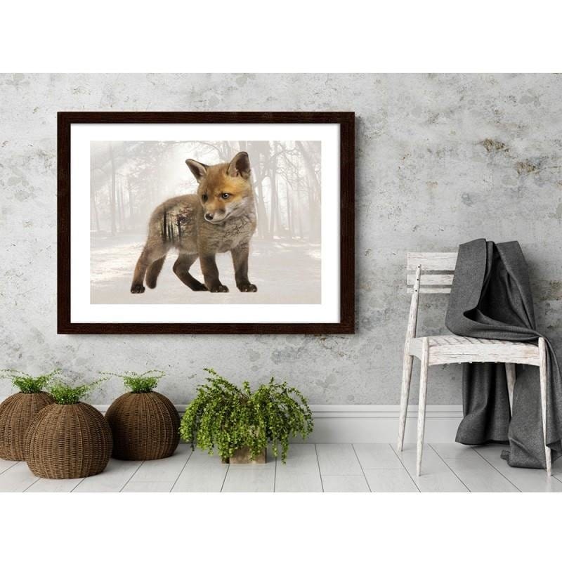 Glezna brūnā rāmī - Little fox  Home Trends DECO