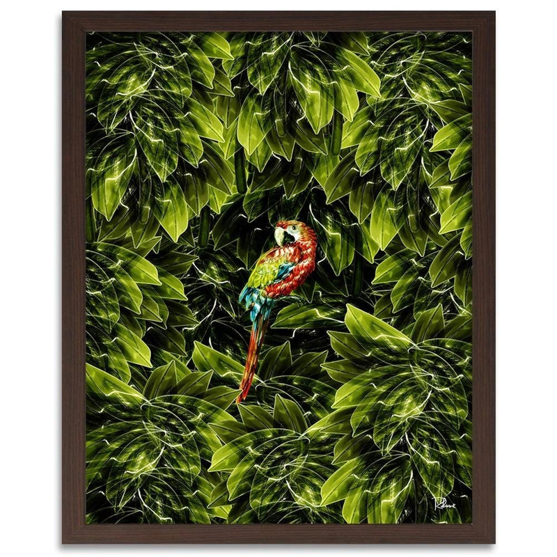 Glezna brūnā rāmī - Macaw Tropical Green  Home Trends DECO