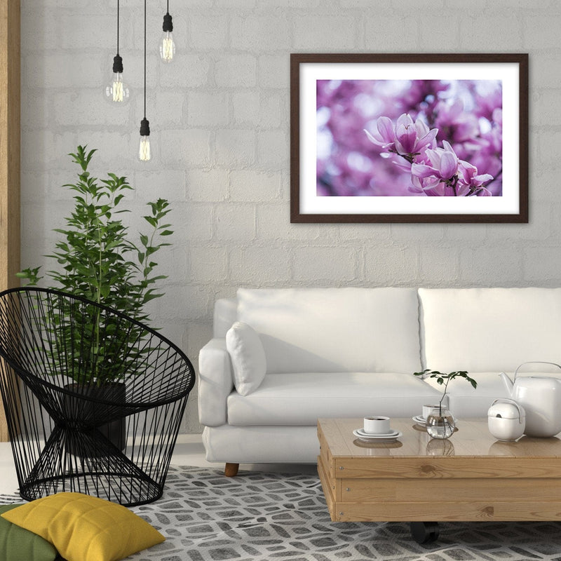 Glezna brūnā rāmī - Magnolia Flowers  Home Trends DECO