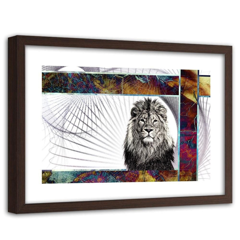 Glezna brūnā rāmī - Majestic Lion  Home Trends DECO