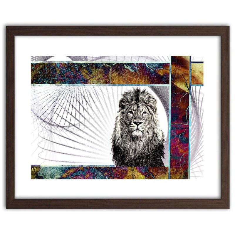 Glezna brūnā rāmī - Majestic Lion  Home Trends DECO