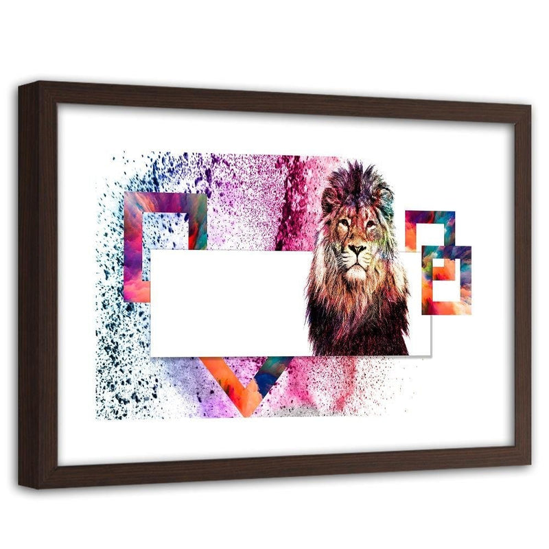 Glezna brūnā rāmī - Majestic Lion  Home Trends DECO