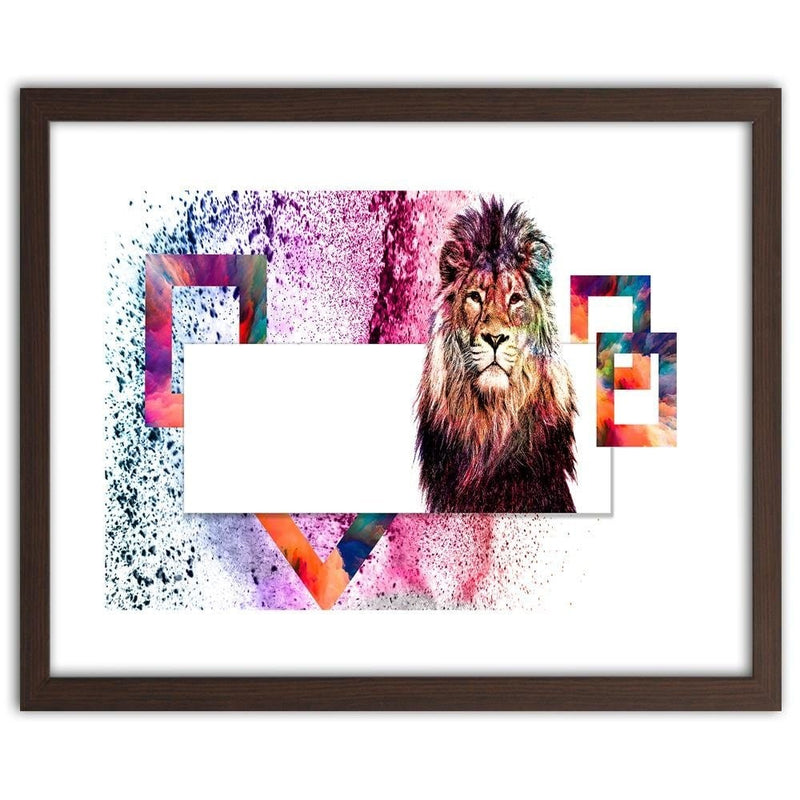 Glezna brūnā rāmī - Majestic Lion  Home Trends DECO