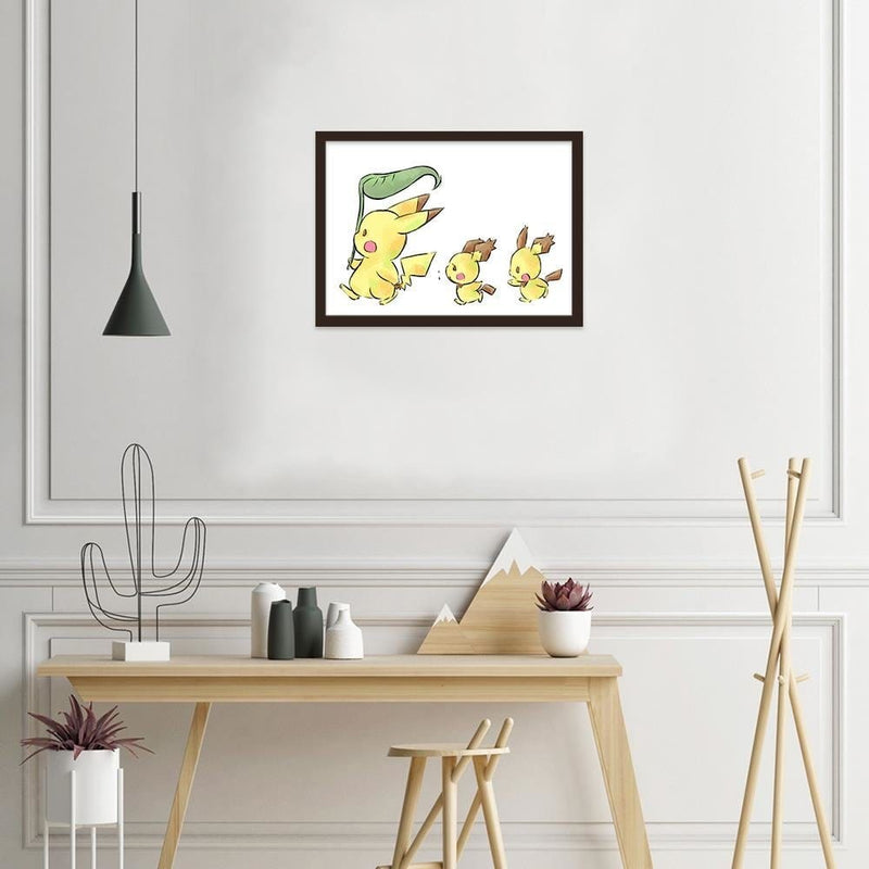 Glezna brūnā rāmī - Manga Strolling Yellow Creatures  Home Trends DECO