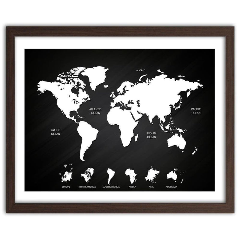 Glezna brūnā rāmī - Map Of The World And Continents  Home Trends DECO