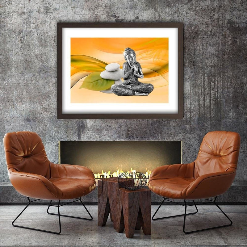 Glezna brūnā rāmī - Metal Buddha  Home Trends DECO