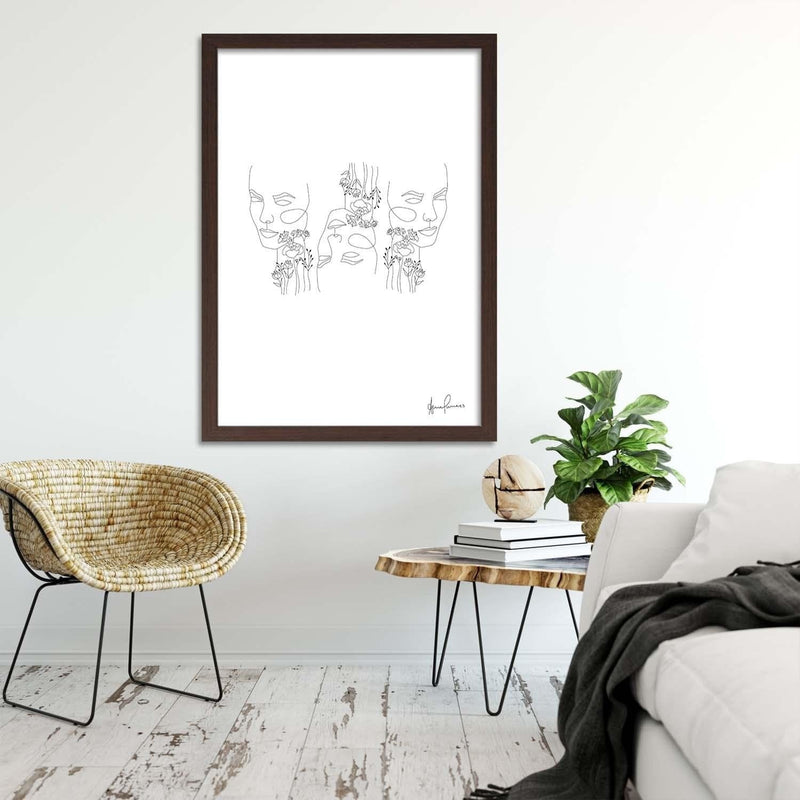 Glezna brūnā rāmī - Minimalism Faces  Home Trends DECO