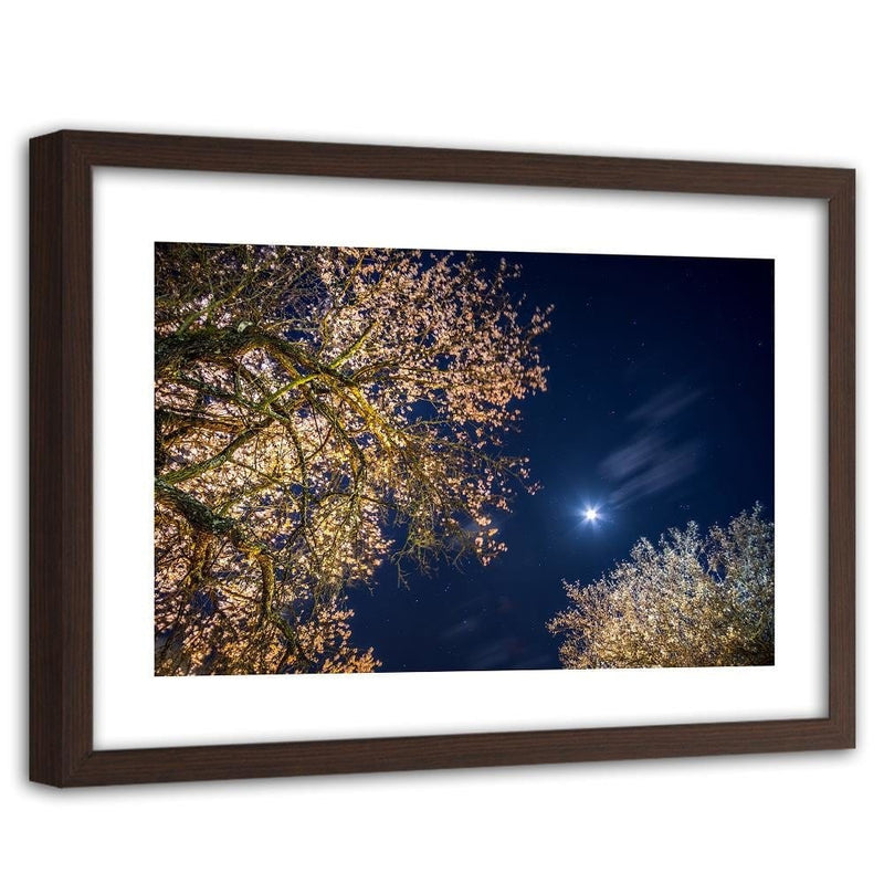 Glezna brūnā rāmī - Moon Over Trees  Home Trends DECO