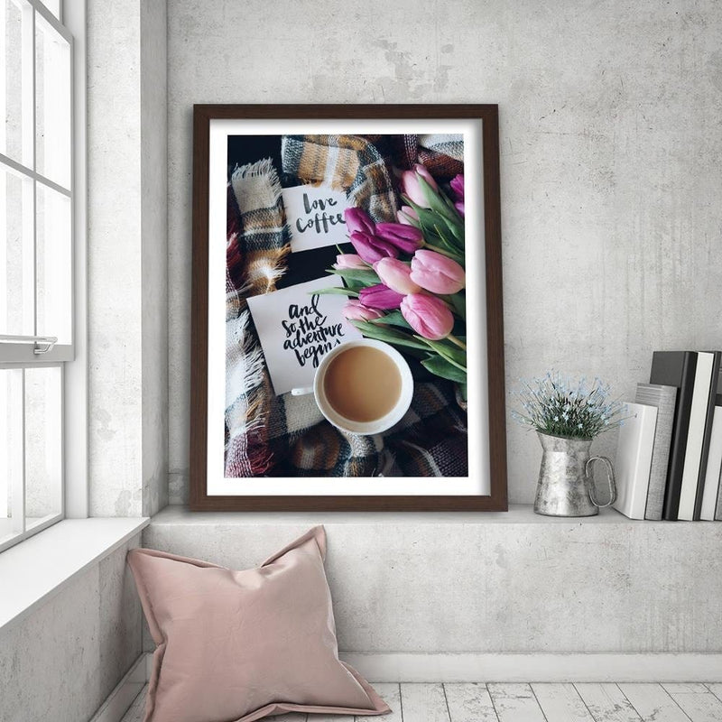 Glezna brūnā rāmī - Morning Over Coffee  Home Trends DECO