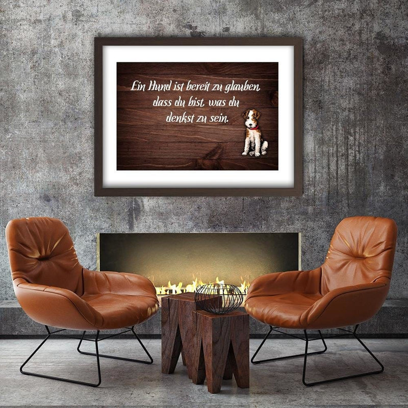 Glezna brūnā rāmī - Motto Dog  Home Trends DECO