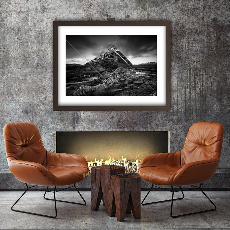 Glezna brūnā rāmī - Mountain Landscape With Geometric Shapes 3  Home Trends DECO