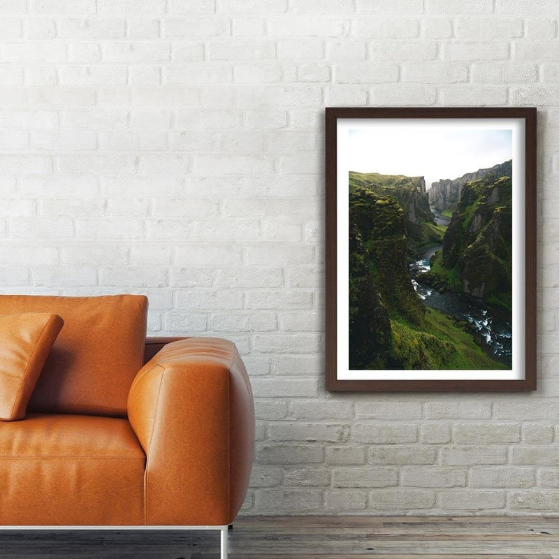 Glezna brūnā rāmī - Mountain Landscape With River  Home Trends DECO