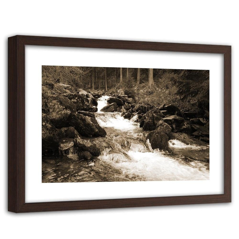 Glezna brūnā rāmī - Mountain Stream 1  Home Trends DECO