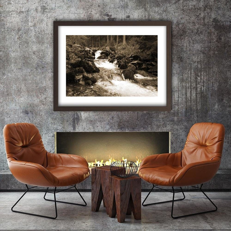 Glezna brūnā rāmī - Mountain Stream 1  Home Trends DECO