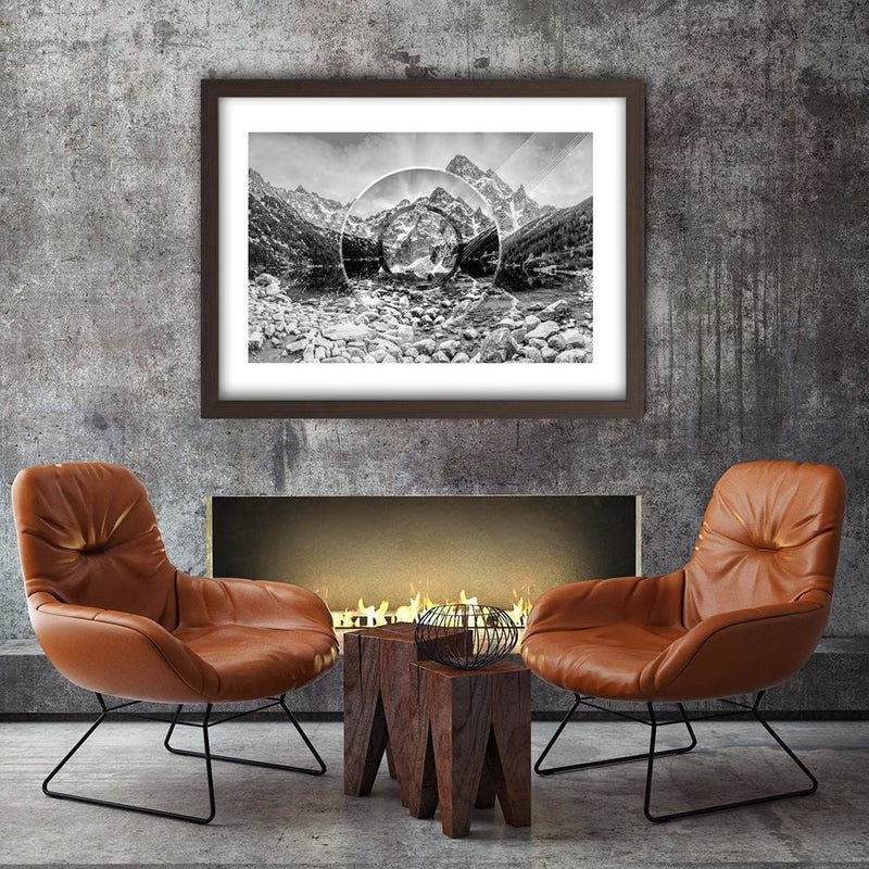 Glezna brūnā rāmī - Mountains And Stones 3  Home Trends DECO