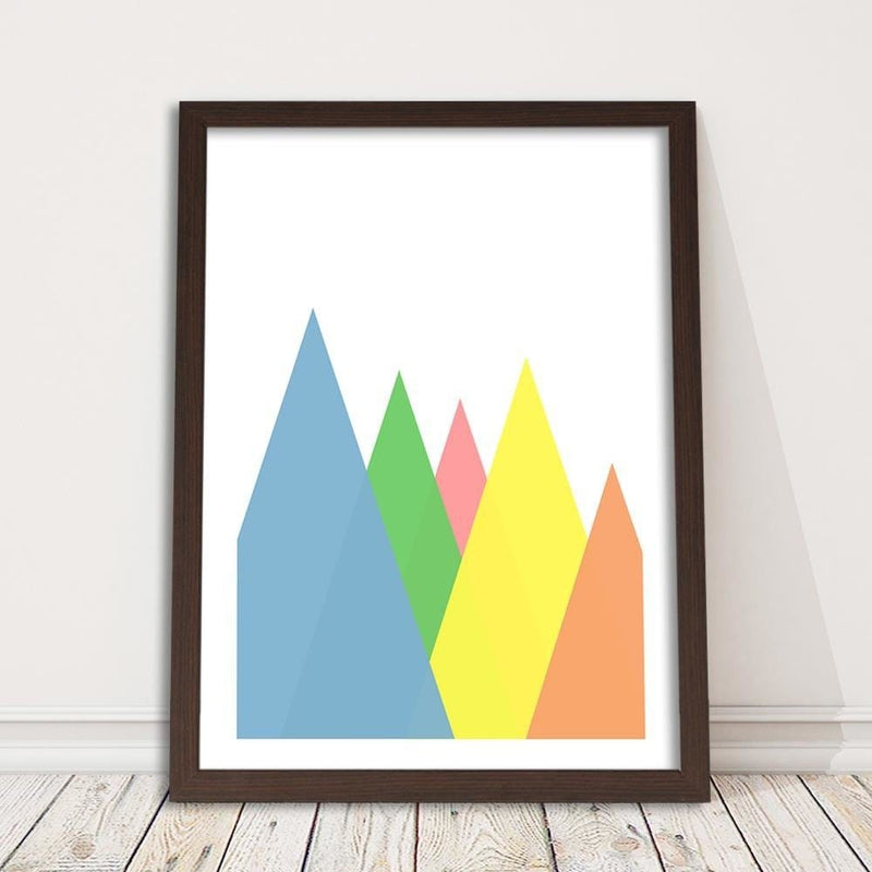 Glezna brūnā rāmī - Mountains As Abstract Triangles  Home Trends DECO