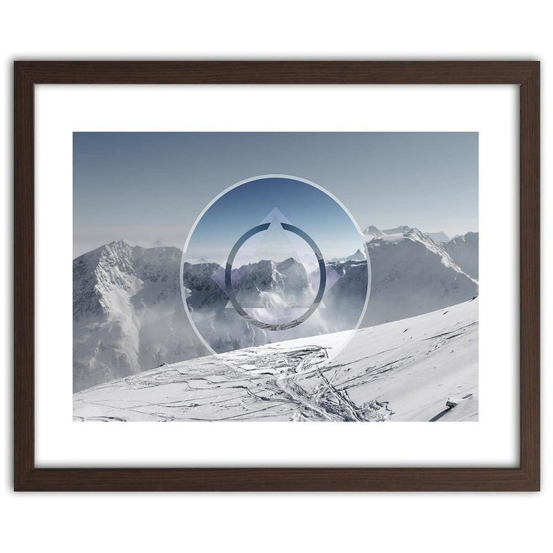 Glezna brūnā rāmī - Mountains Covered With Snow With A Figure Of 1  Home Trends DECO