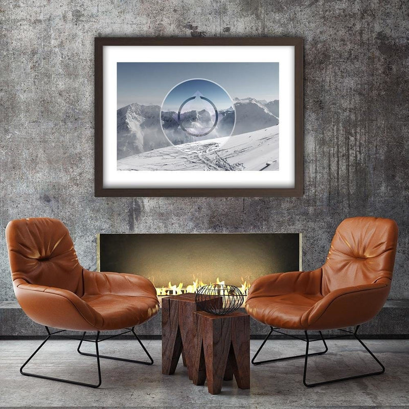 Glezna brūnā rāmī - Mountains Covered With Snow With A Figure Of 1  Home Trends DECO