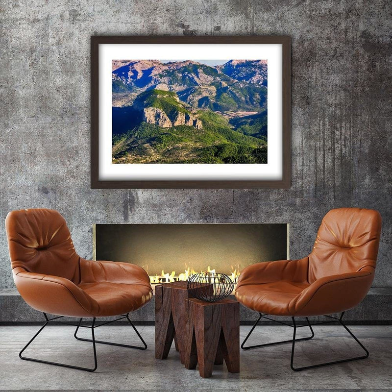 Glezna brūnā rāmī - Mountains Covered With Trees  Home Trends DECO