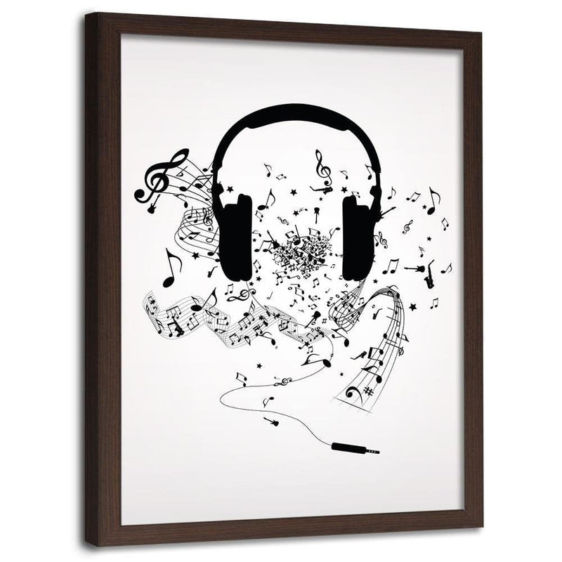 Glezna brūnā rāmī - Music Morife Image Black And White  Home Trends DECO