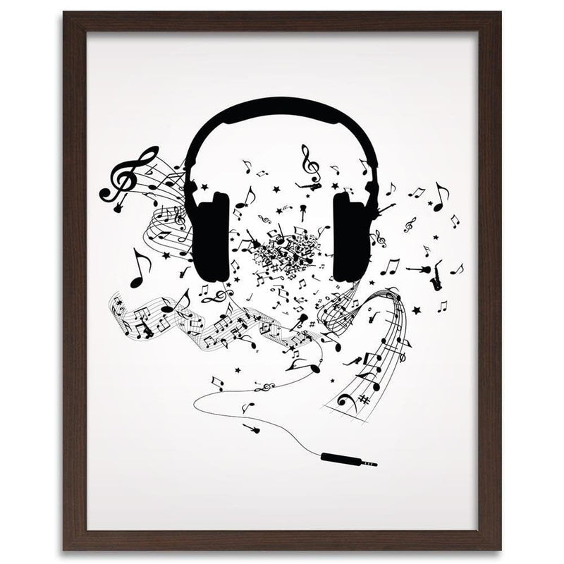 Glezna brūnā rāmī - Music Morife Image Black And White  Home Trends DECO