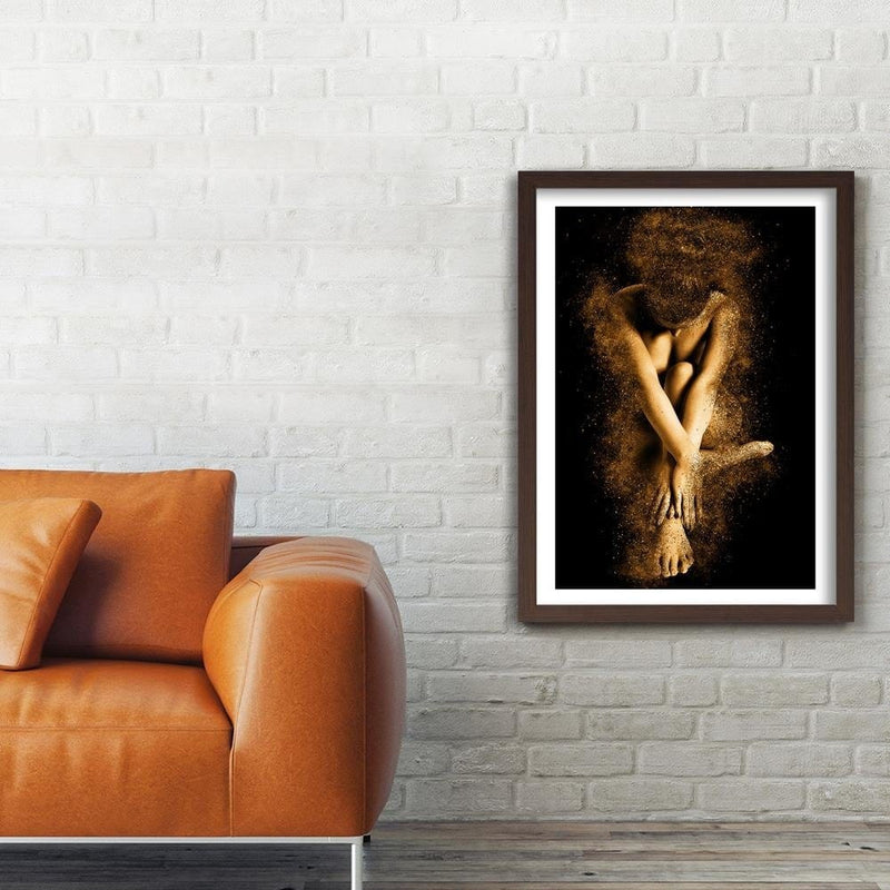 Glezna brūnā rāmī - Naked Body Of Woman In Gold Dust  Home Trends DECO