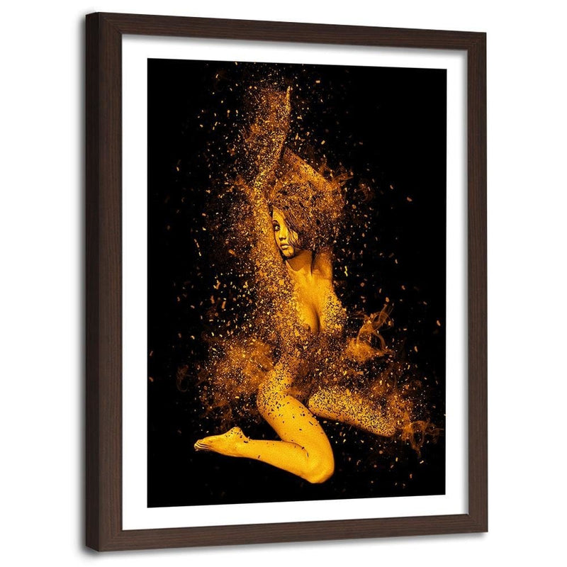 Glezna brūnā rāmī - Naked Woman In Gold Dust  Home Trends DECO