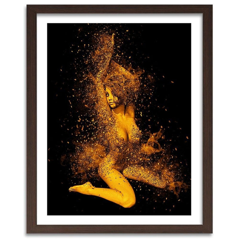 Glezna brūnā rāmī - Naked Woman In Gold Dust  Home Trends DECO