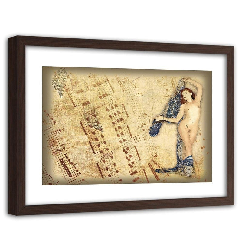 Glezna brūnā rāmī - Naked Woman With Headscarf  Home Trends DECO