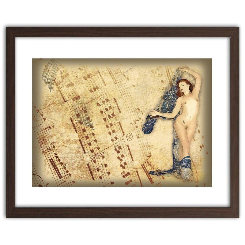 Glezna brūnā rāmī - Naked Woman With Headscarf  Home Trends DECO