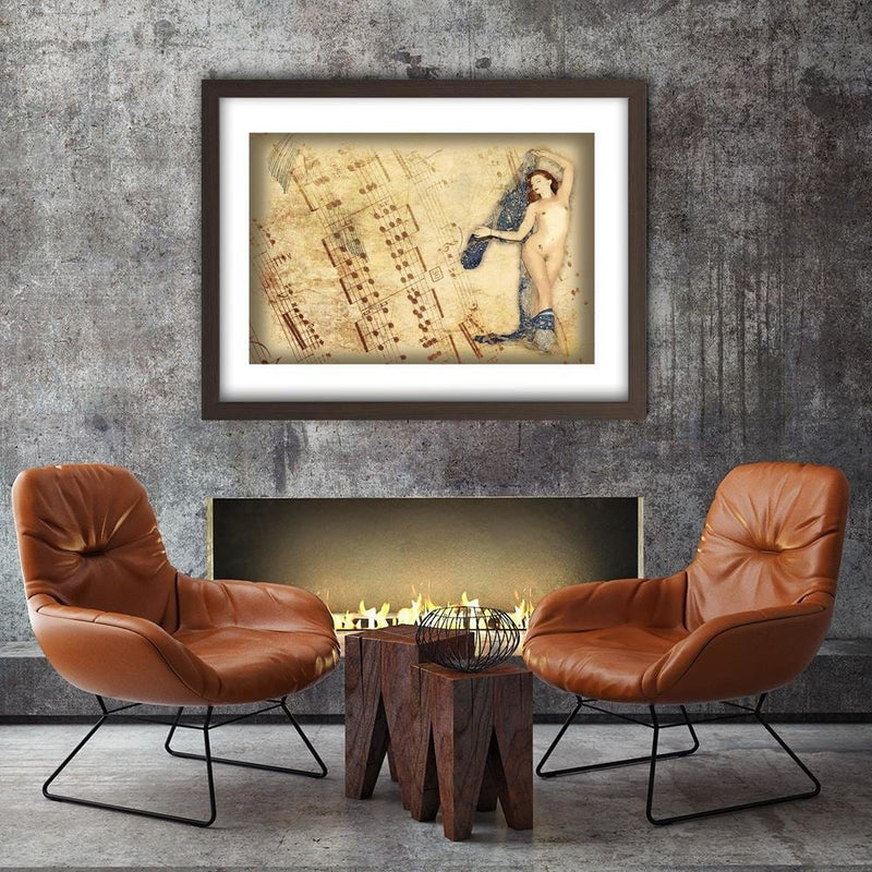 Glezna brūnā rāmī - Naked Woman With Headscarf  Home Trends DECO