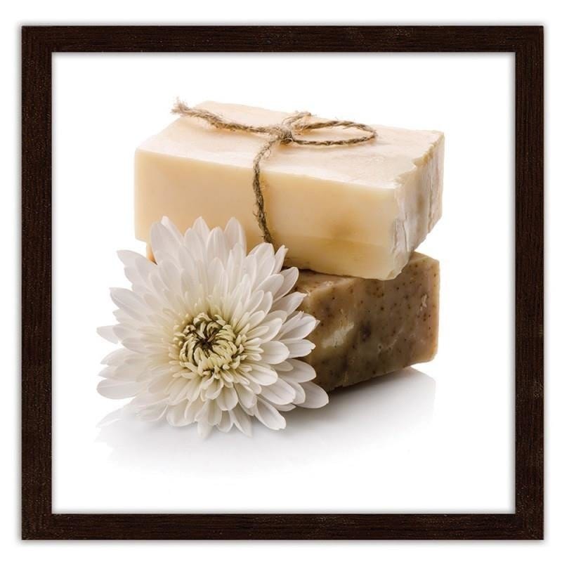 Glezna brūnā rāmī - Natural soap with a flower  Home Trends DECO