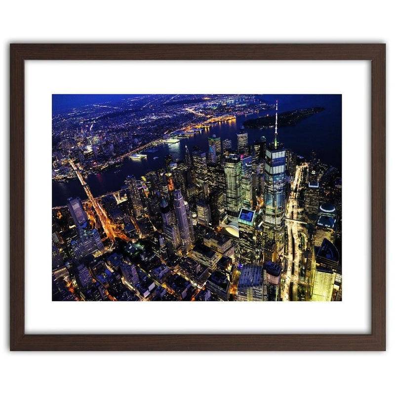 Glezna brūnā rāmī - New York At Night  Home Trends DECO