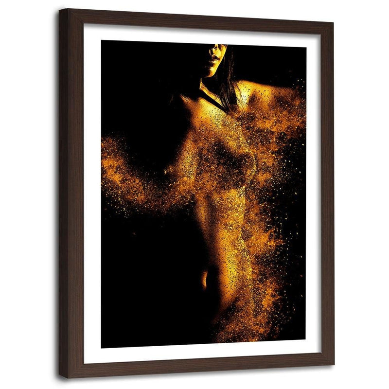 Glezna brūnā rāmī - Nudity In Gold Dust  Home Trends DECO