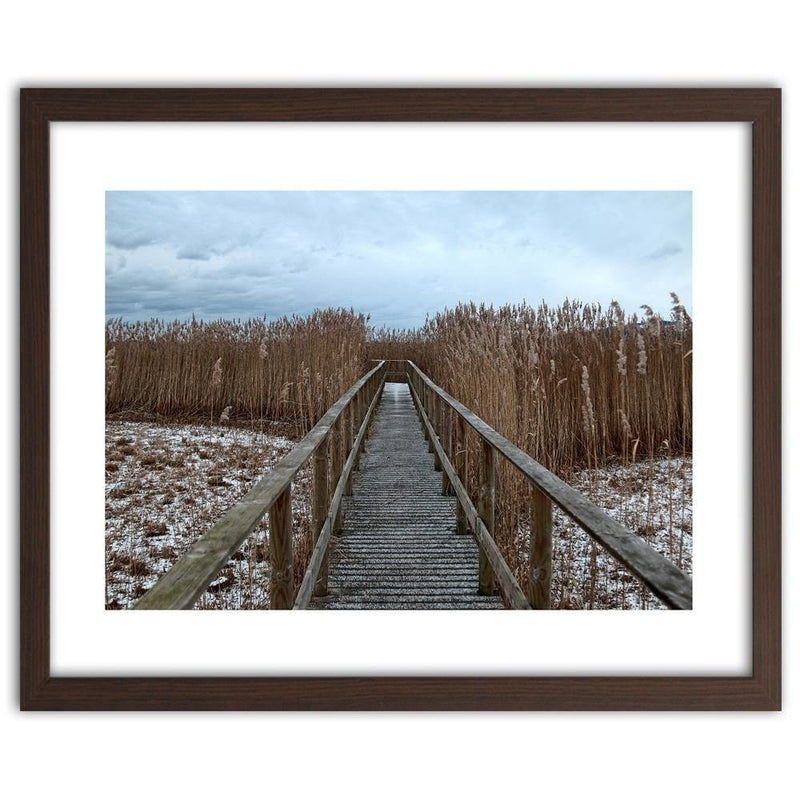 Glezna brūnā rāmī - Old Bridge In Winter  Home Trends DECO