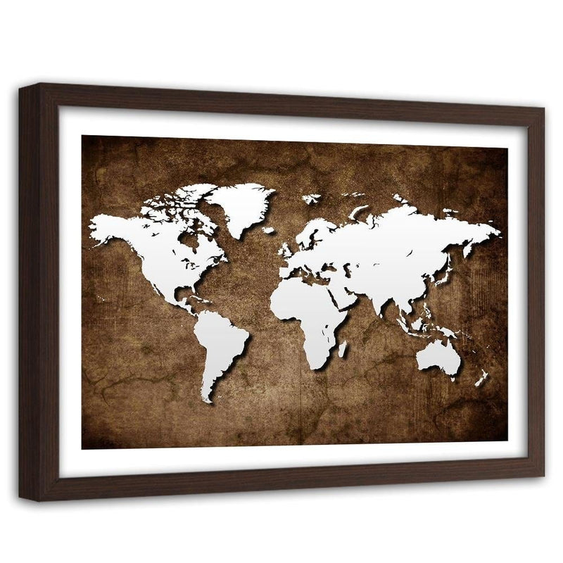 Glezna brūnā rāmī - Old World Map  Home Trends DECO