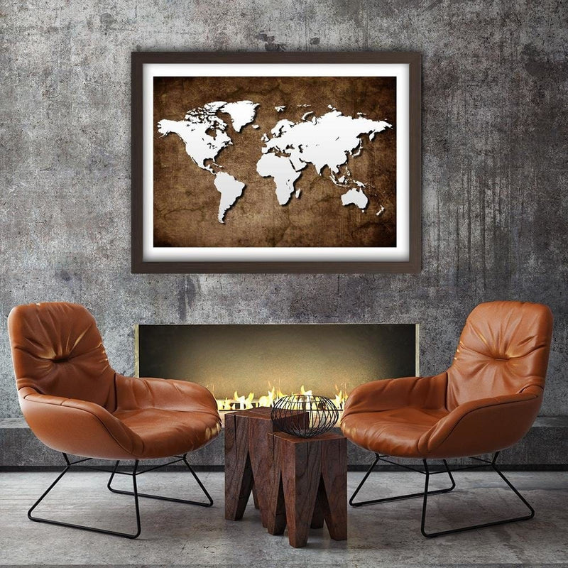 Glezna brūnā rāmī - Old World Map  Home Trends DECO