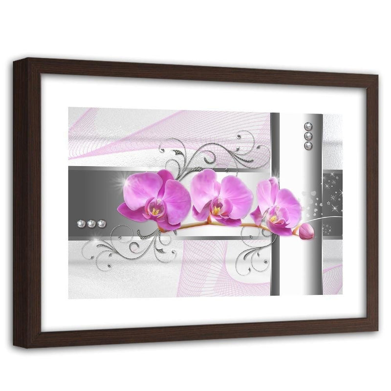 Glezna brūnā rāmī - Orchids Abstraction 1  Home Trends DECO